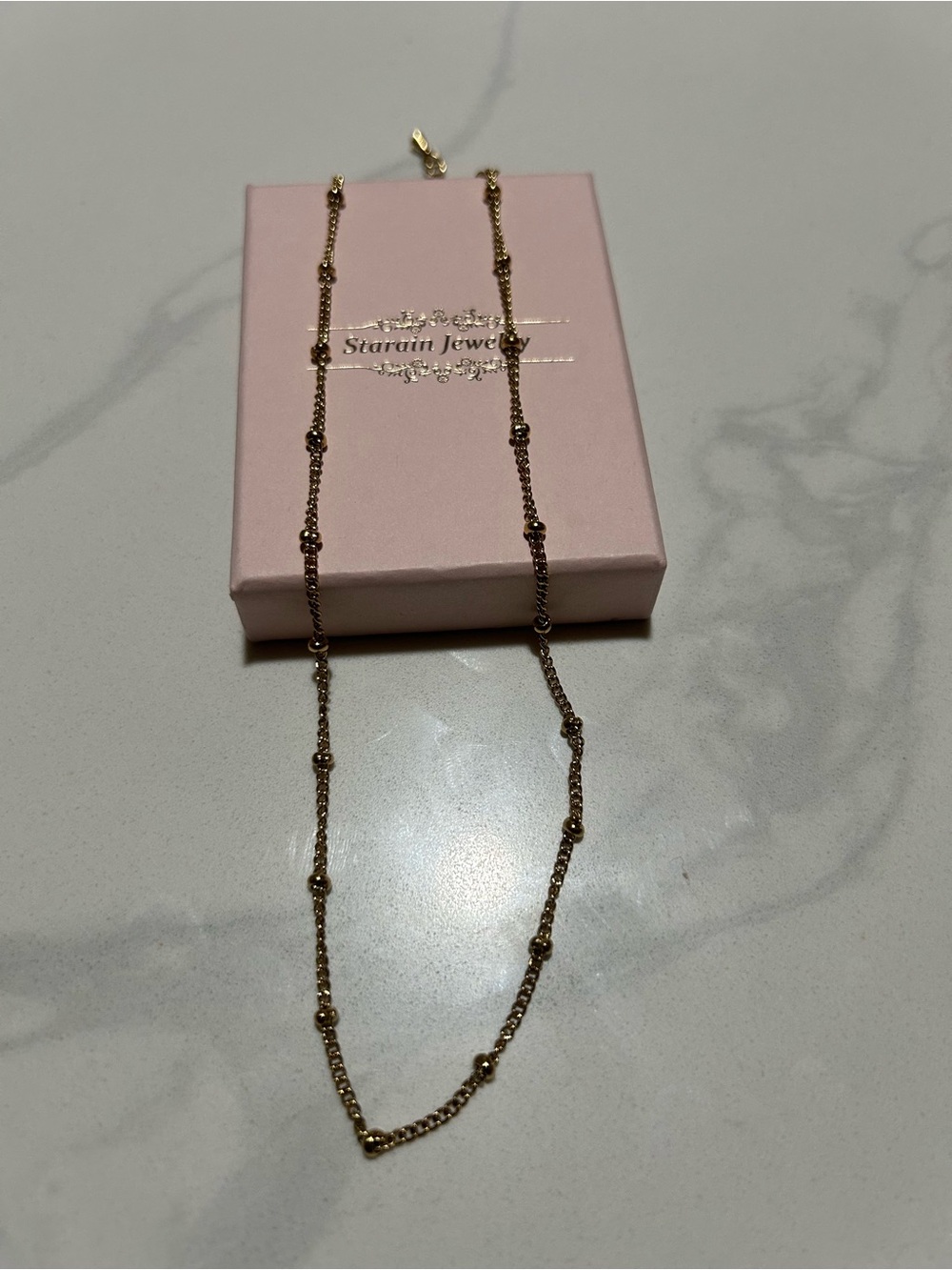 Gold Bead Station Necklace - Elegant Women’s Jewelry